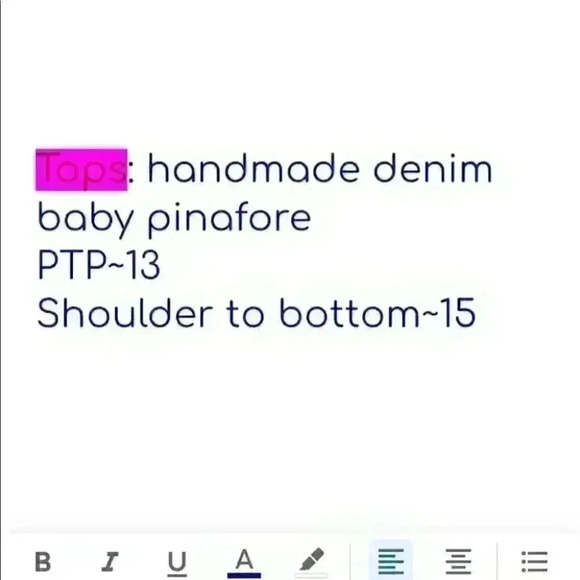 HANDMADE PINAFORE DENIM DOILIE TOP BABY 6-12 MONTHS? - Picture 6 of 6